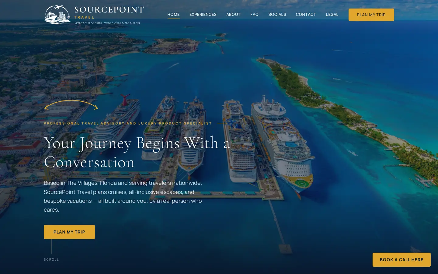 SourcePoint Travel website built by Site Wise